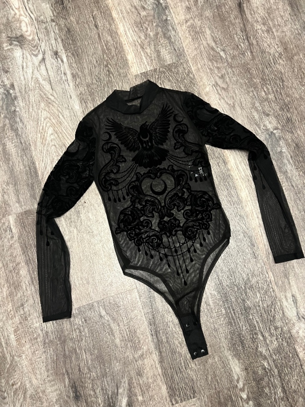 Restyle Gothic Raven Mesh Bodysuit